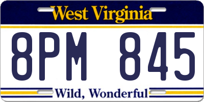 WV license plate 8PM845