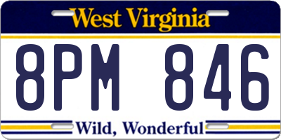 WV license plate 8PM846