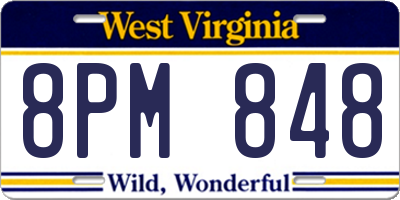 WV license plate 8PM848
