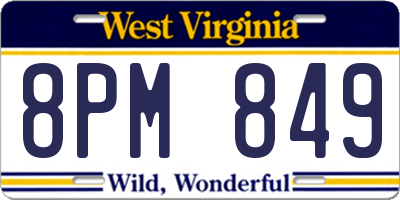 WV license plate 8PM849