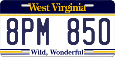 WV license plate 8PM850