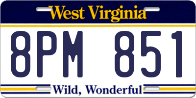 WV license plate 8PM851
