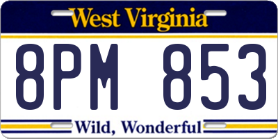 WV license plate 8PM853