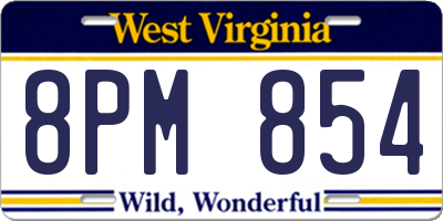 WV license plate 8PM854