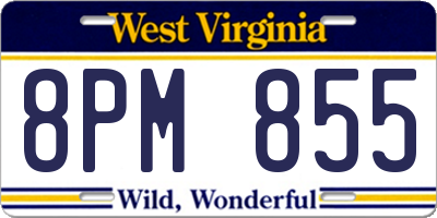 WV license plate 8PM855