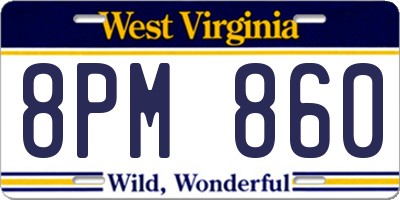 WV license plate 8PM860
