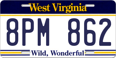 WV license plate 8PM862