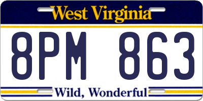 WV license plate 8PM863