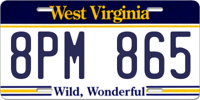 WV license plate 8PM865