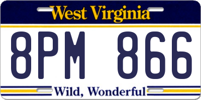 WV license plate 8PM866