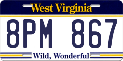 WV license plate 8PM867
