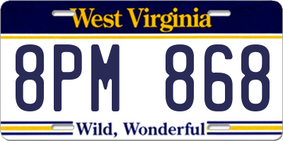 WV license plate 8PM868