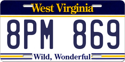 WV license plate 8PM869