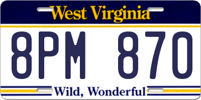 WV license plate 8PM870