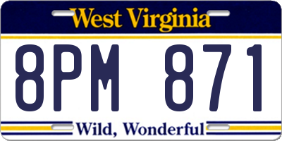 WV license plate 8PM871