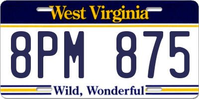 WV license plate 8PM875
