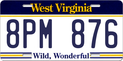WV license plate 8PM876
