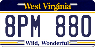 WV license plate 8PM880