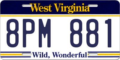 WV license plate 8PM881