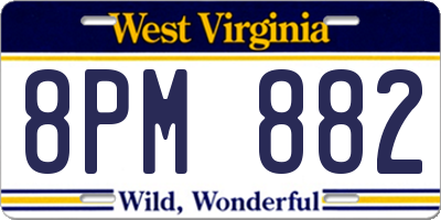 WV license plate 8PM882