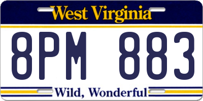 WV license plate 8PM883