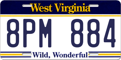 WV license plate 8PM884