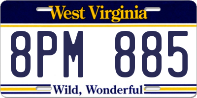 WV license plate 8PM885