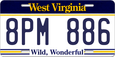 WV license plate 8PM886