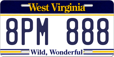 WV license plate 8PM888