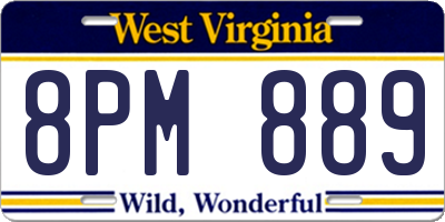 WV license plate 8PM889