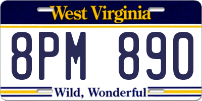 WV license plate 8PM890