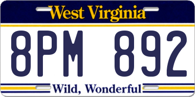 WV license plate 8PM892
