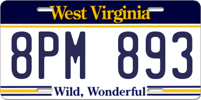 WV license plate 8PM893