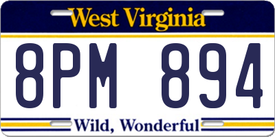 WV license plate 8PM894