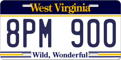 WV license plate 8PM900
