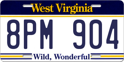 WV license plate 8PM904