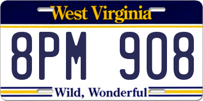 WV license plate 8PM908