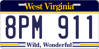 WV license plate 8PM911