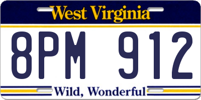 WV license plate 8PM912