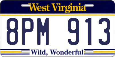 WV license plate 8PM913