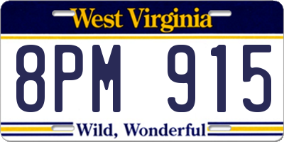 WV license plate 8PM915