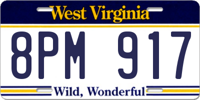 WV license plate 8PM917