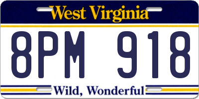 WV license plate 8PM918