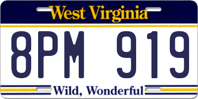 WV license plate 8PM919
