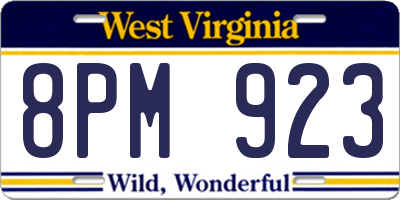 WV license plate 8PM923