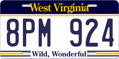 WV license plate 8PM924