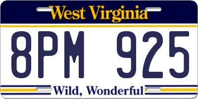 WV license plate 8PM925