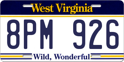 WV license plate 8PM926