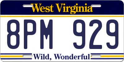 WV license plate 8PM929