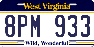 WV license plate 8PM933